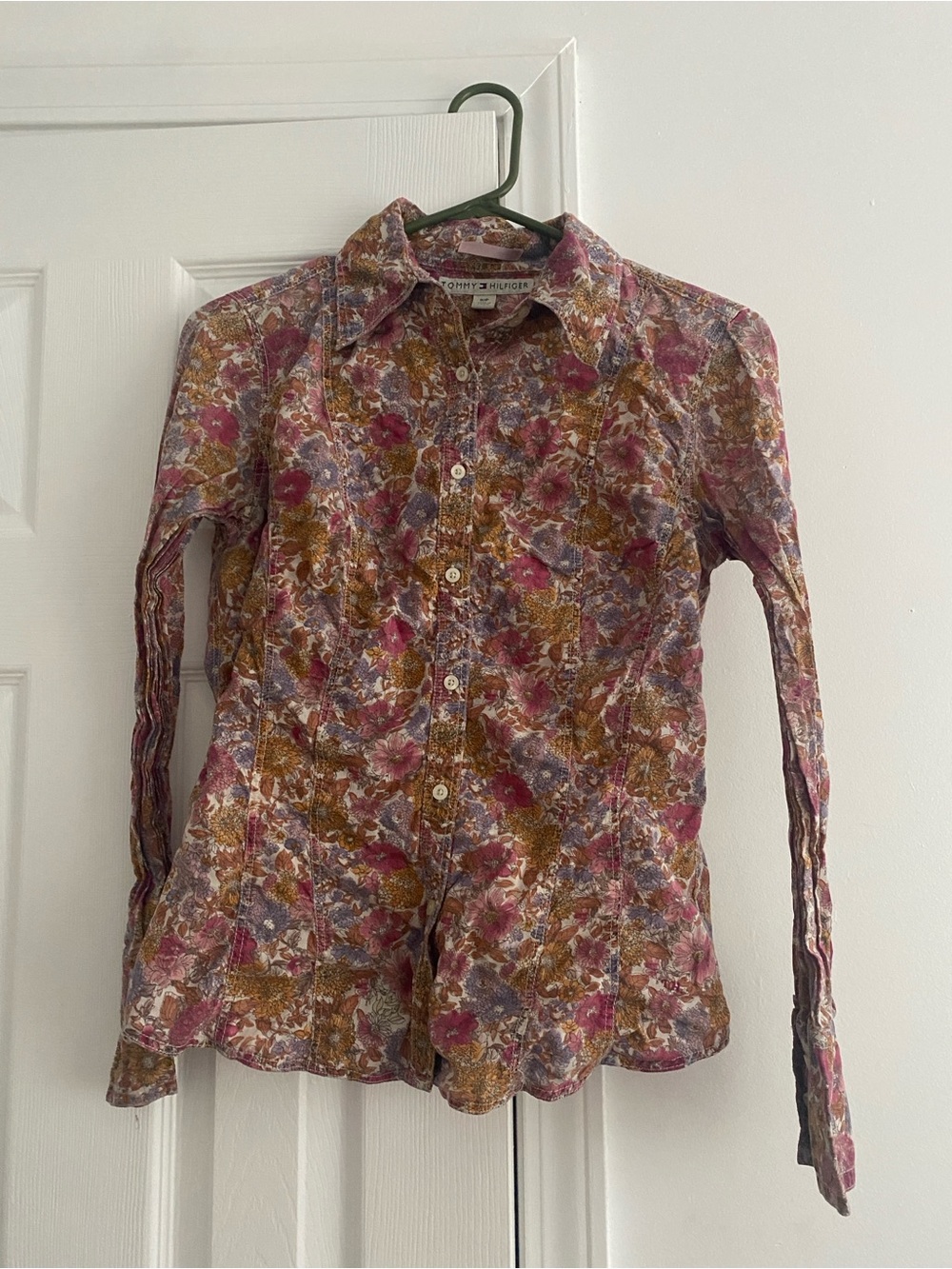 Tommy Hilfiger Floral Button-Down Shirt in Pink, Brown & Blue